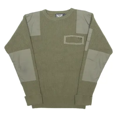PSILON Military Mens Jumper Green Tight Knit M
