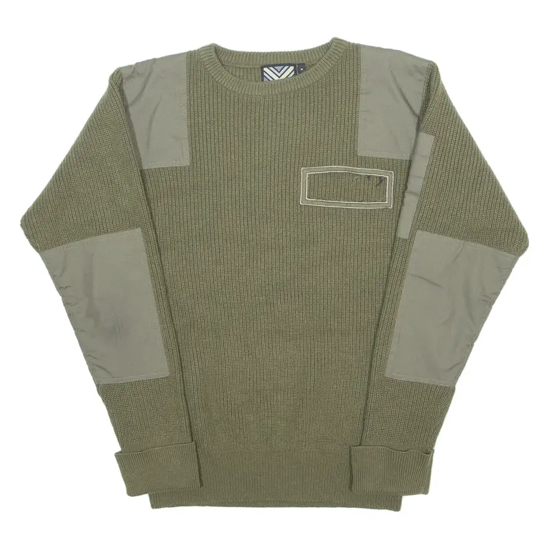 PSILON Military Mens Jumper Green Tight Knit M