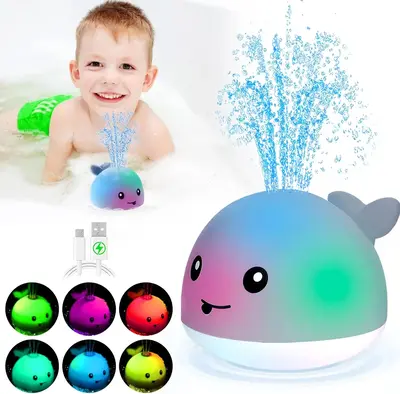 Fall Halloween Gift Whale Bath Toy Sprinkler, Light Up Water Toy for Toddlers 1-3, Whale Sprinkler Spray Water Pool Bathtub T...