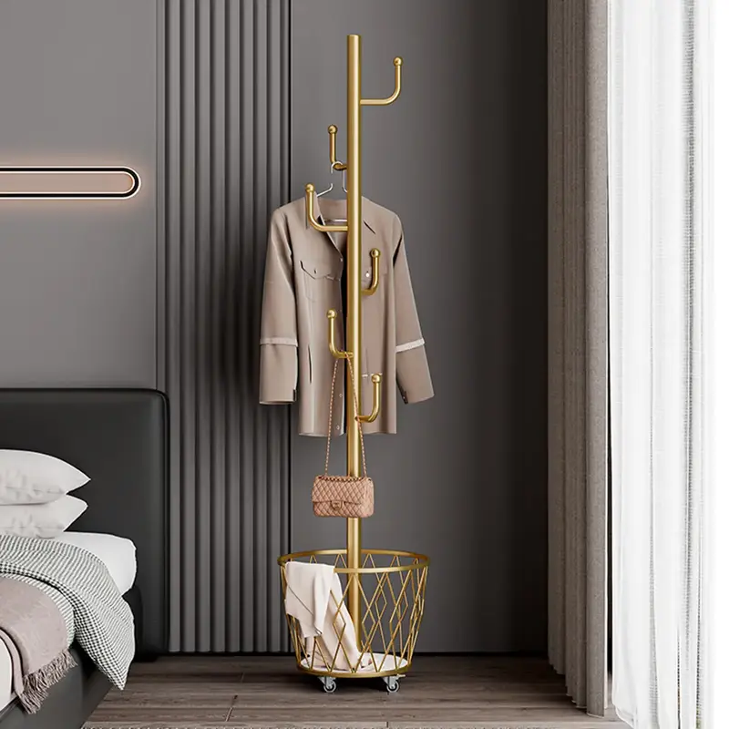 Rolling Clothes Rack with Storage Baskets & Wheels | Mobile Space Saving Garment Organizer | Freestanding