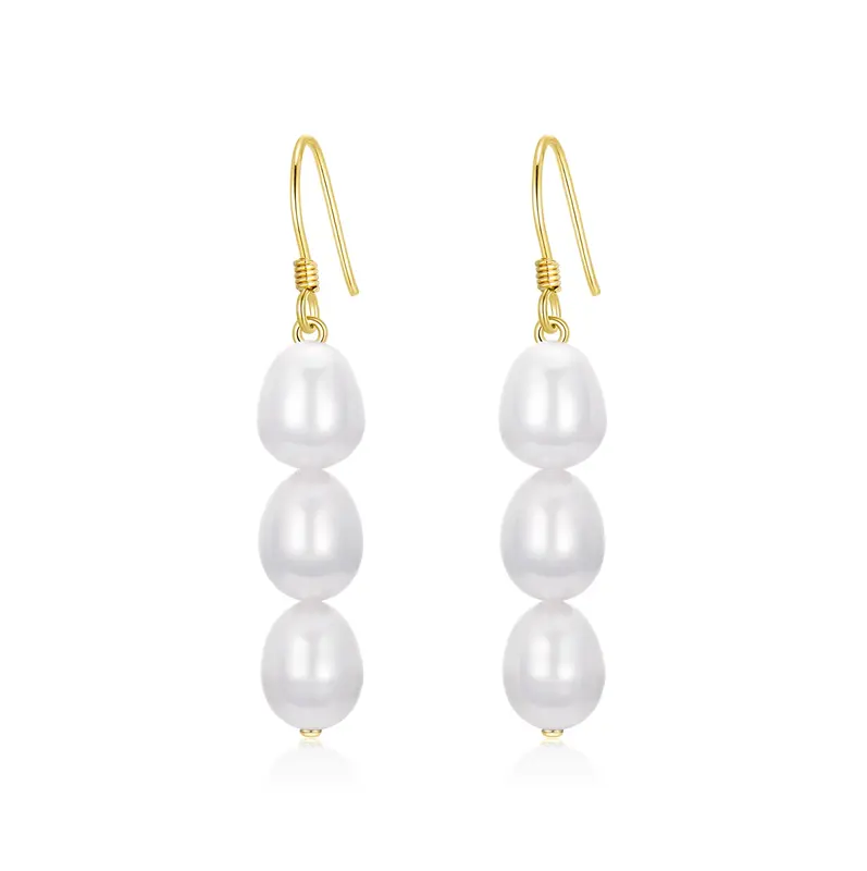 14K Gold Pearl Bead Drop Earrings