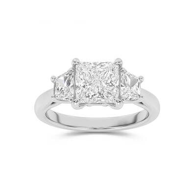 Amara Chand Lab Grown Princess Cut Diamond Engagement Ring | 14K White Gold 2 1/4 CT. TW.