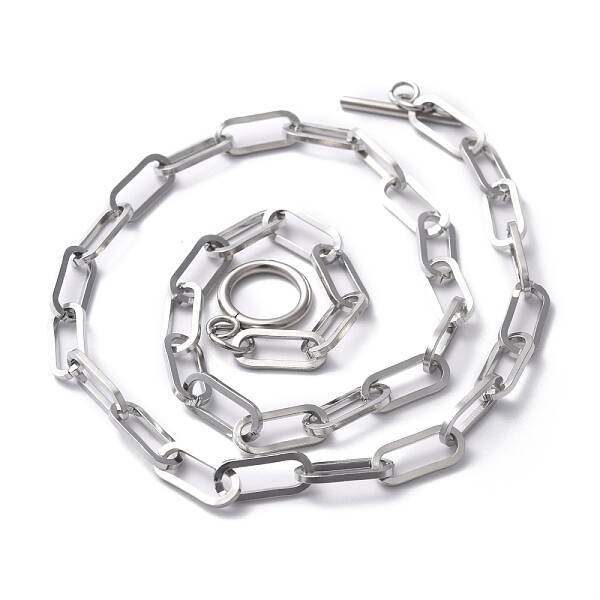 Non-Tarnish 304 Stainless Steel Paperclip Chain Necklaces