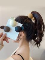 4pcs Women's Simple Style Plain Color Round Ball Design Hair Claws, Casual Trendy Hair Claws, Fashionable Hair Accessories fo...