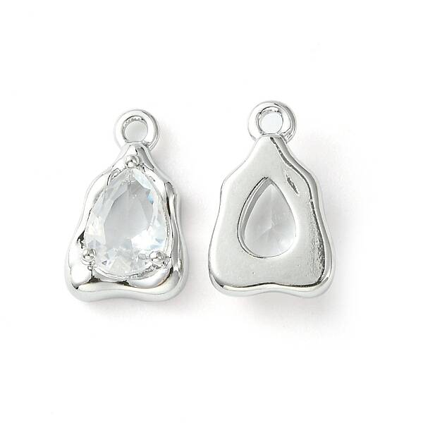 Brass Micro Pave Clear Cubic Zirconia Charms