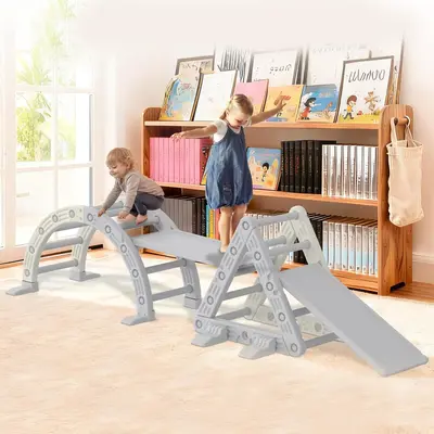 Garvee 9-in-1 Triangle Set, HDPE PP Plastic Climbing Set, Durable 1-8 Toddler Climbing Toys Indoor with Arch, Ramp, Ladder & ...