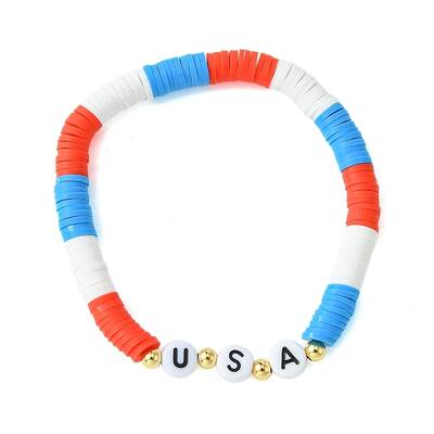 Independence Day Handmade Polymer Clay Beaded Stretch Bracelets