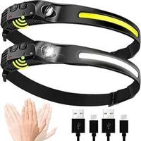 LED Headlamp Rechargeable 3Pack/ 2Pack/1Pack- 230° COB Super Bright Head Lights for Forehead, Hard hat Light for Adults, USB...