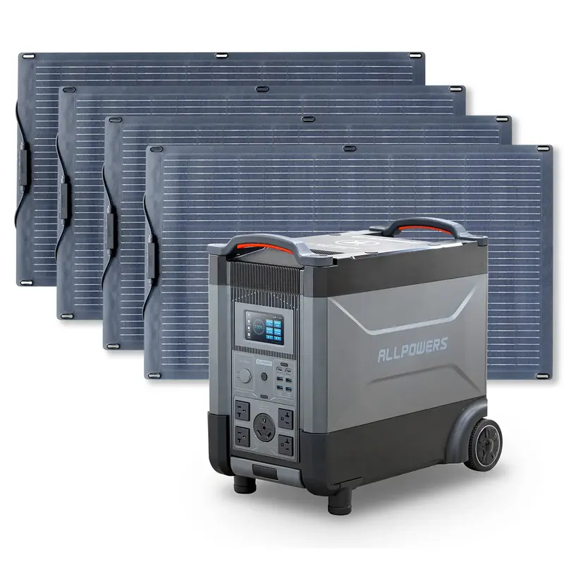 ALLPOWERS 4000W Solar Generator (R4000 + SF100 100W Flexible Solar Panel) R4000 + 4PCS SF100 100W Solar Panel