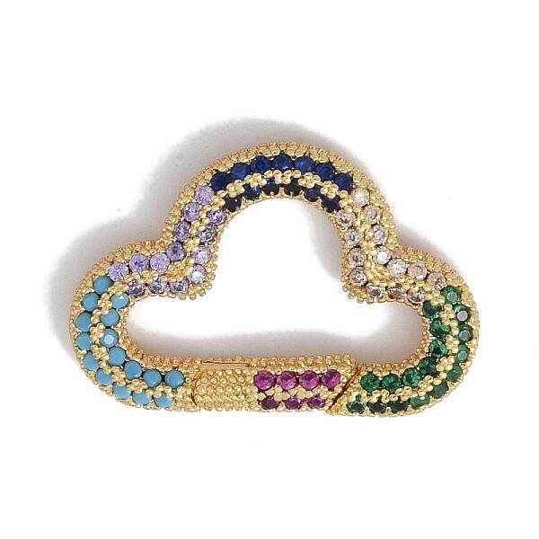 Rack Plating Brass Micro Pave Cubic Zirconia Twister Clasps