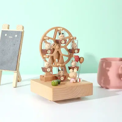 Wooden Music Box - Sky City Rotating Ferris Wheel Music Box Eight-Tone Box Wooden Creative Gifts for Lover, Boyfriend, Girlfr...