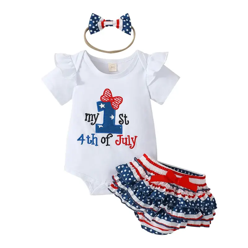 Baby Girl Romper 4th of July Independence Day Infant Jumpsuit Shorts Outfit Pants Clothing Sets Clothing Babygirl Clothes Pro...