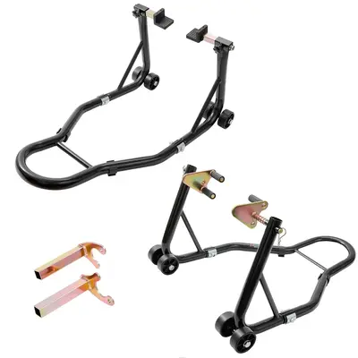 Garvee Motorcycle Stand, 850 lbs Capacity Adjustable Universal Front & Rear Combo with Fork Heads for Sport & Dirt Bikes, Bla...
