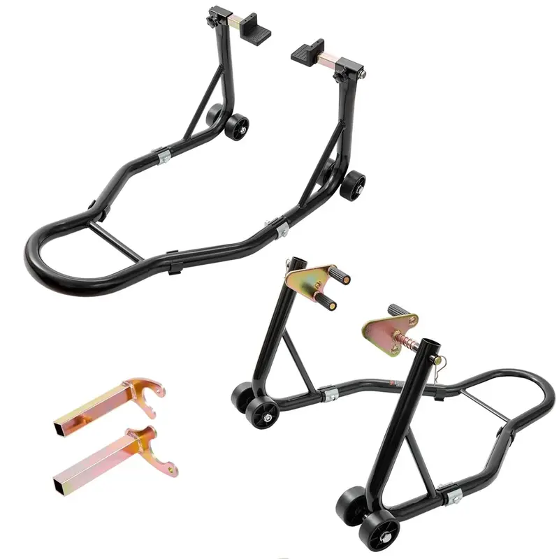 Garvee Motorcycle Stand, 850 lbs Capacity Adjustable Universal Front & Rear Combo with Fork Heads for Sport & Dirt Bikes, Bla...