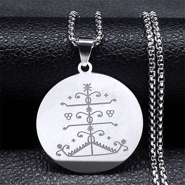 304 Stainless Steel Engraved Ogou Feray Veve Pendant Necklaces