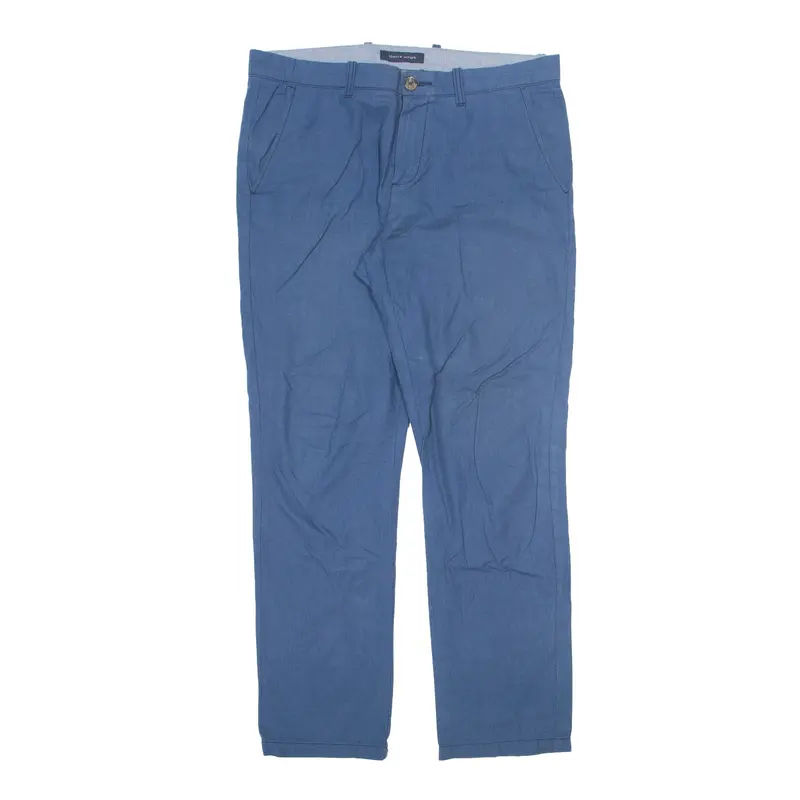 TOMMY HILFIGER Houndstooth Chino Trousers Blue Regular Straight Mens W34 L32