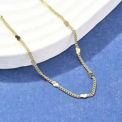 Brass Curb Chains with Heart Necklace for Women