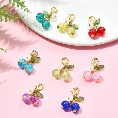 8Pcs 8 Colors Cherry Glass Pendant Decorations