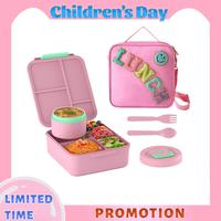 Bento Box Insulated Hot Food Jar  with 8 oz Soup Warmer: 4 Compartments for Lunch, Ideal for School Trips, Great Gift for All...