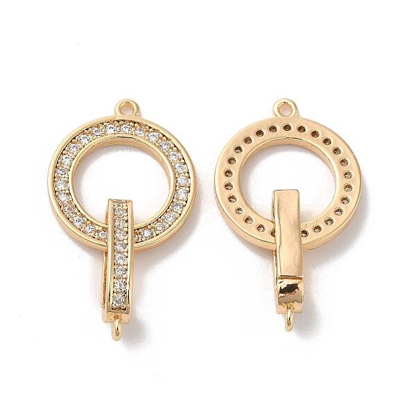 Brass Micro Pave Clear Cubic Zirconia Fold Over Clasps
