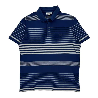 Lacoste Striped Polo Shirt - Large Blue Cotton