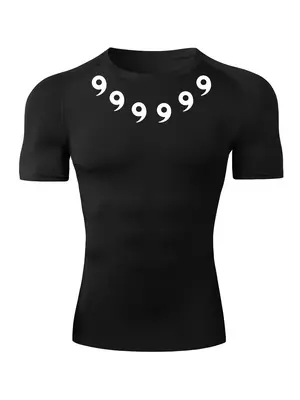 Men's Regular Fit Print Round Neck Sports Tee, Quick Drying Breathable Crew Neck T-shirt for Gym Workout Running, Summer Outf...