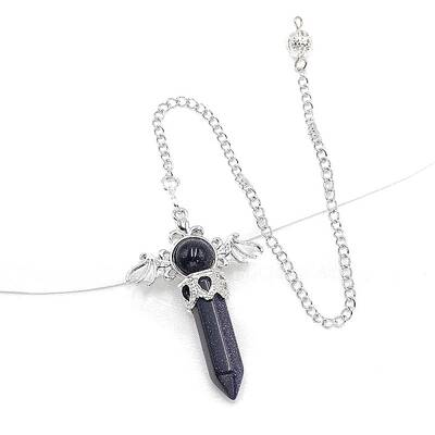 Synthetic Blue Goldstone Dowsing Pendulum Big Pendants