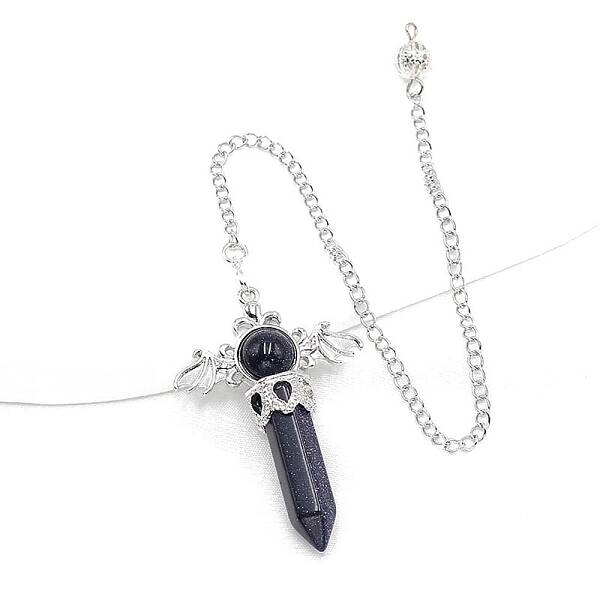Synthetic Blue Goldstone Dowsing Pendulum Big Pendants