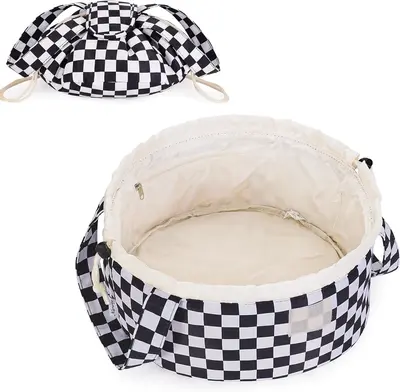 Narwey Barrel Drawstring Makeup Bag – Large Travel Cosmetic Bag for Women, Lightweight Toiletry Organizer with Multiple Poc...