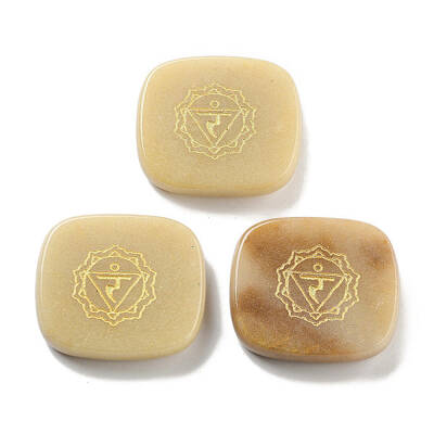 Natural Red Aventurine Rectangle with Chakra Sign Figurines Display Decorations