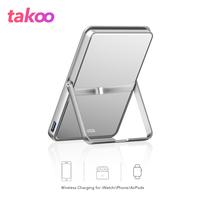 TAKOO 3-in-1 Magnetic Power Bank, Ultra-Slim, 7.9mm, 5000mAh, Rear Mirror, 120° Stepless Stand, Wireless, Fast Charging for...
