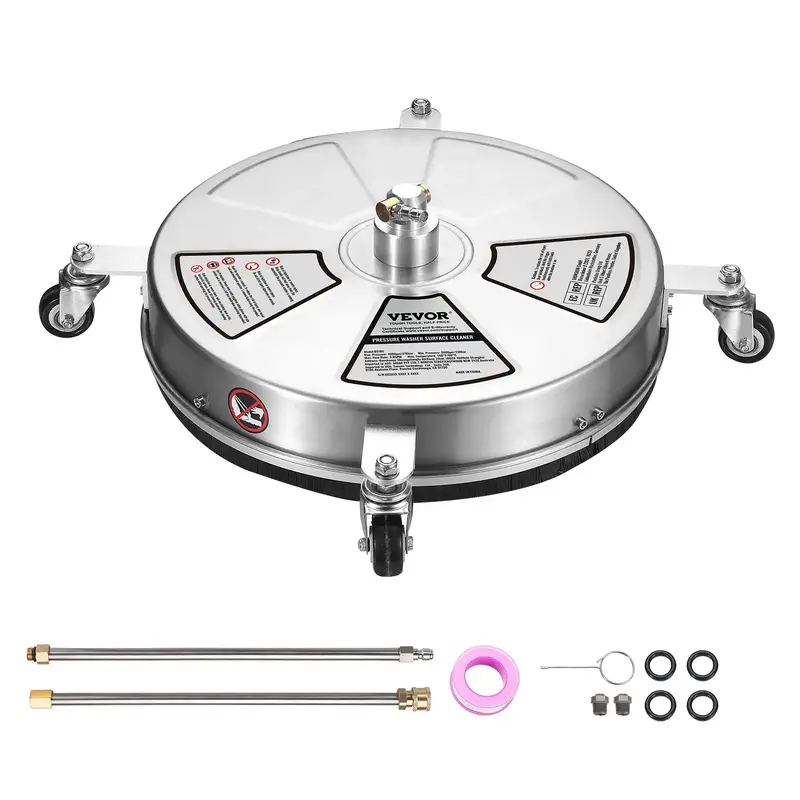 VEVOR 18 Pressure Washer Surface Cleaner w/ Wheels, Stainless Steel Concrete Cleaner 4000 Max PSI , 1/4 Quick-Connect Con...