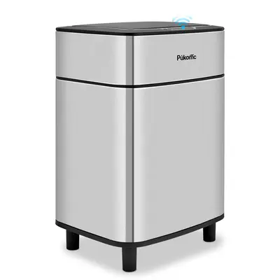 Pukomc Smart Sensor Bin - 2.7Gal Rectangular Sensor Bin for Kitchen, Bathroom & Office with Easy to Clean Lid, Durable Stainl...
