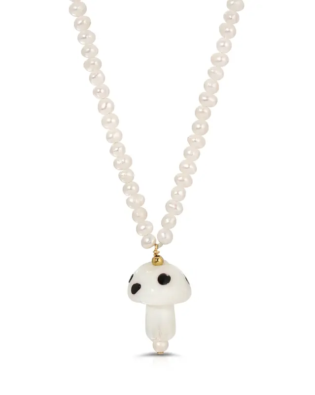 Cogumelo Necklace | Color: White | Metal Color: Silver