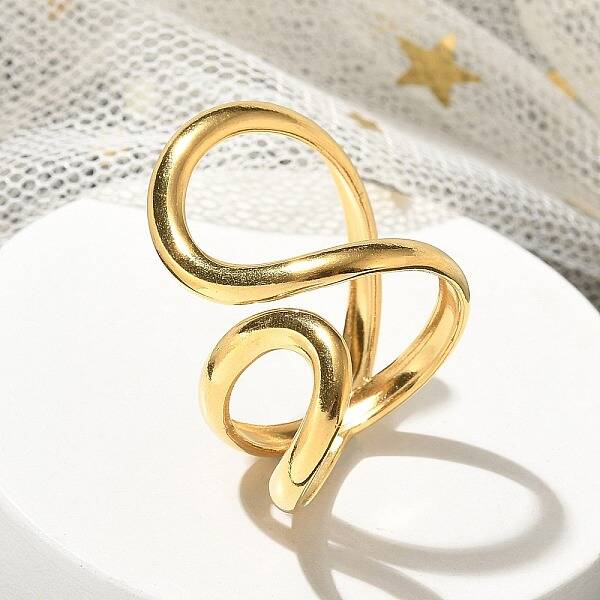 Ion Plating(IP) 304 Stainless Steel Open Cuff Ring for Women