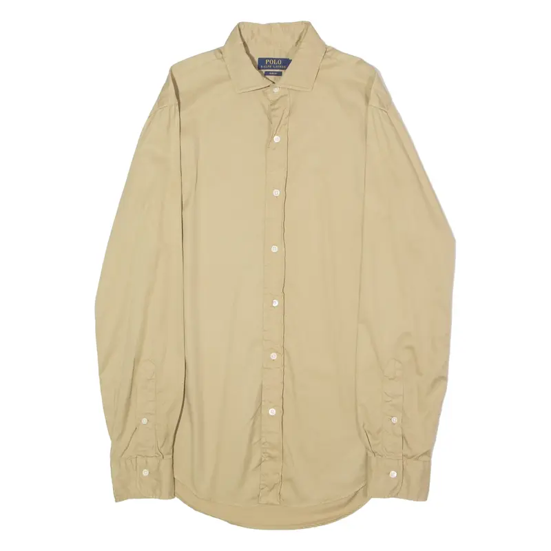 POLO RALPH LAUREN Slim Fit Mens Plain Shirt Gold Long Sleeve S