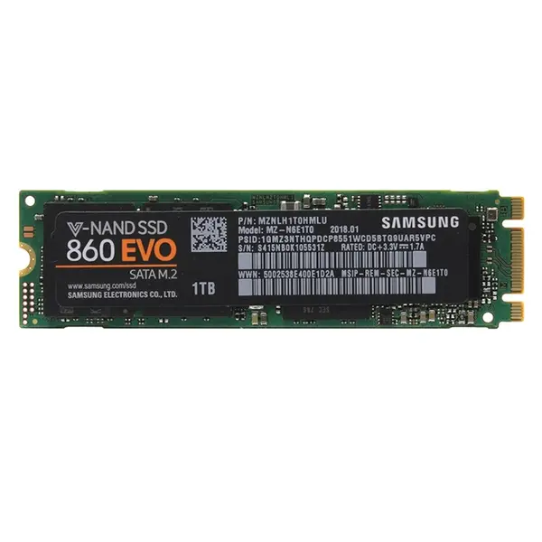 Samsung MZ-N6E1T0 | 860 EVO Series 1TB M.2 2280 6GB/s SATA 1GB Cache V-NAND 3bit MLC Solid State Drive