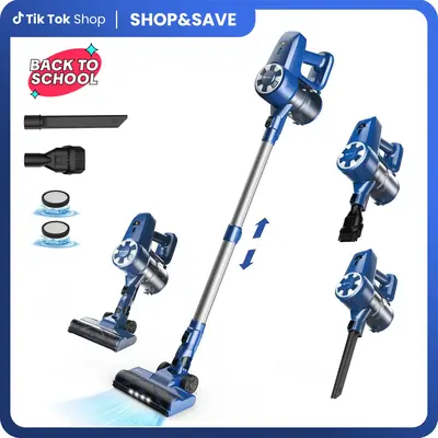 [LaborDaySale]Cordless Vacuum,Lightweight Stick Canister Vacuum,Powerful Suction,Crevice Tool, 40-Minute Runtime, Great for H...