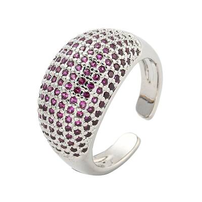 Real Platinum Plated Brass Micro Pave Clear Cubic Zirconia Cuff Rings