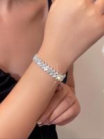 Fashion Rhinestone Decorated Link Bracelet, Fashion Geometric Design Jewelry for Party, Daily Clothing Decor, Trendy All-matc...