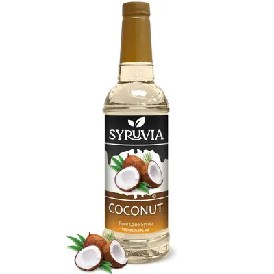 Syruvia Coconut Coffee Syrup - 25.4 fl oz. Premium Coffee Flavoring Syrup. Kosher, and Gluten-Free. Perfect for Drinks, Sodas...