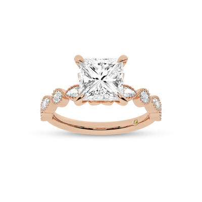 Zenith Princess Cut Lab Grown Diamond Engagement Ring | 18K Rose Gold 4 1/4 CT. TW.