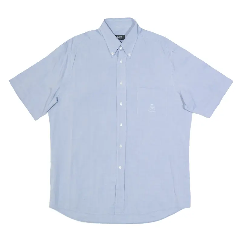 HUGO BOSS Mens Plain Shirt Blue L