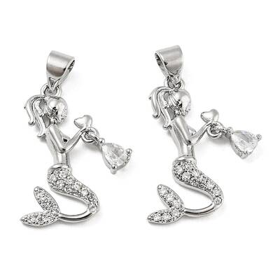 Brass Micro Pave Clear Cubic Zirconia Pendants
