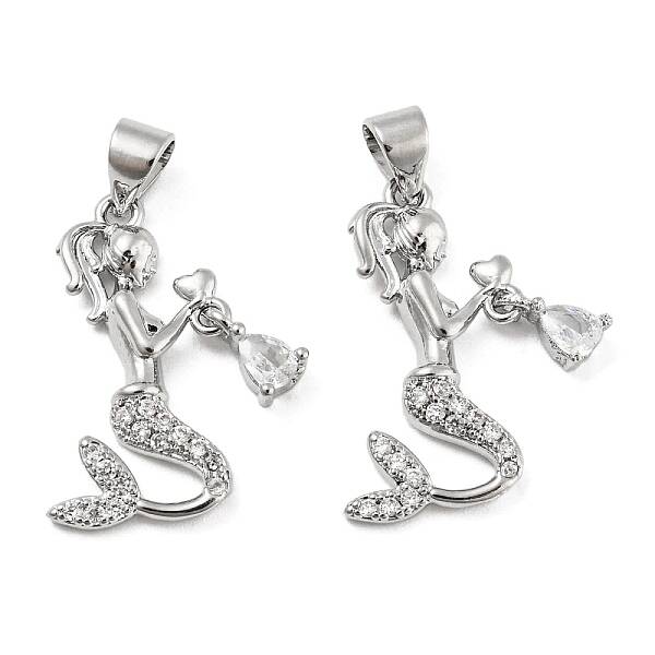 Brass Micro Pave Clear Cubic Zirconia Pendants