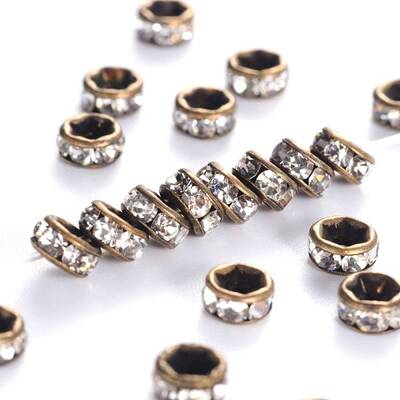 Brass Rhinestone Spacer Beads