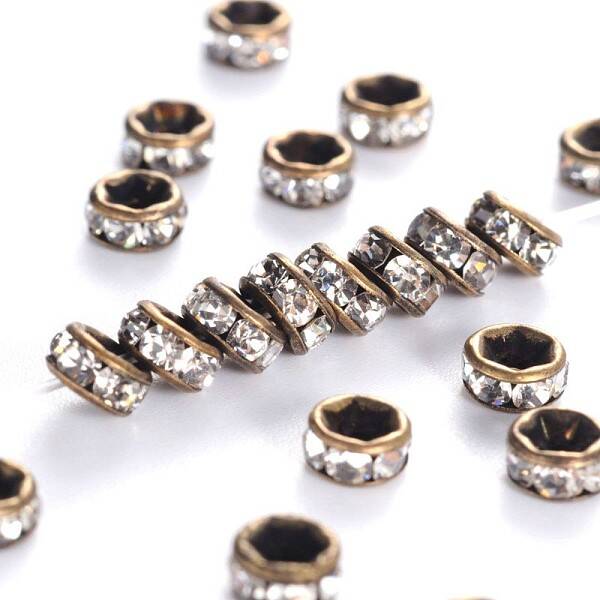 Brass Rhinestone Spacer Beads