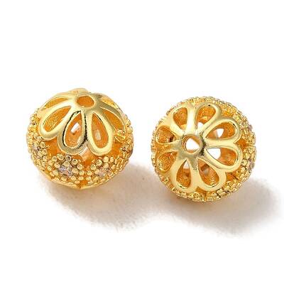Rack Plating Brass Pave Cubic Zirconia Beads