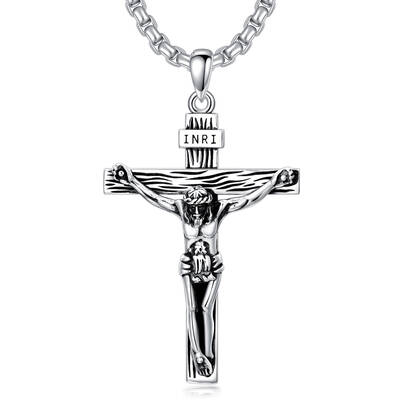 Sterling Silver Cross Pendant Necklace for Men