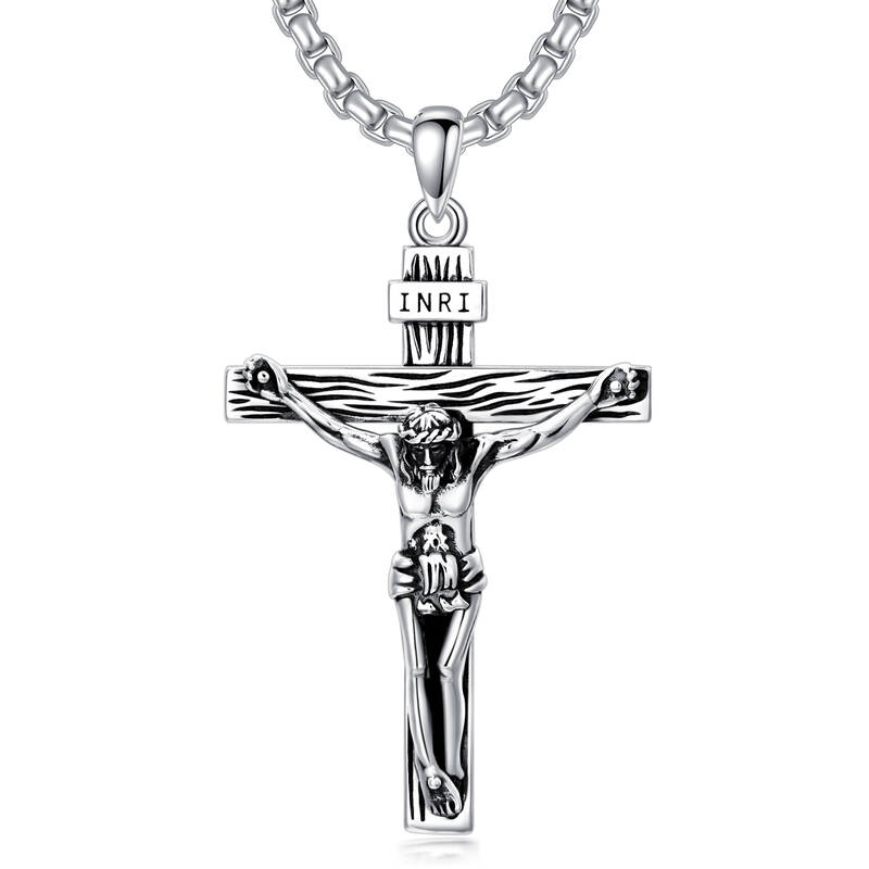Sterling Silver Cross Pendant Necklace for Men
